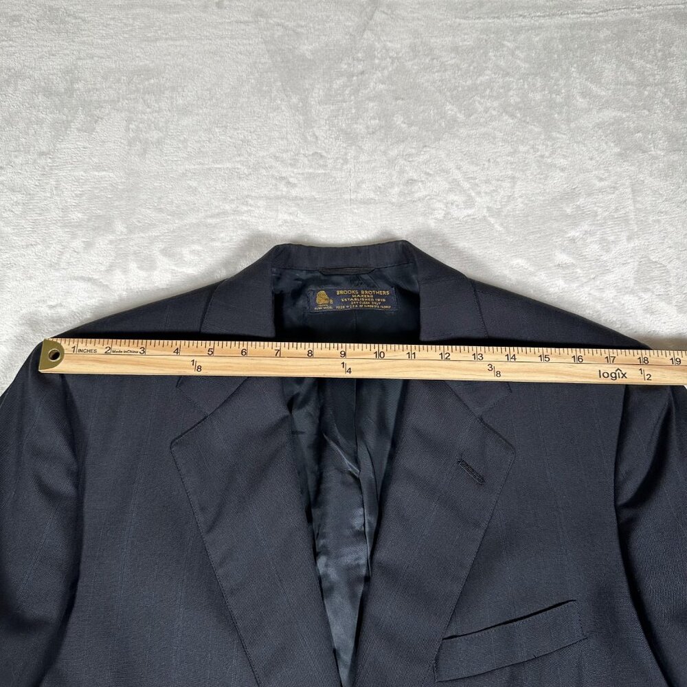 Brooks Brothers Makers Blazer Men Size 42 Black Striped 100% Wool Made USA GUC - Picture 2 of 8
